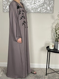 Premium Hand Embellished Lilac Open Abaya