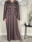 Premium Hand Embellished Mauve Open Abaya