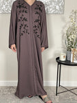 Premium Hand Embellished Mauve Open Abaya