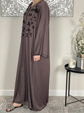 Premium Hand Embellished Mauve Open Abaya
