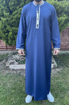 Premium Men’s Royal Blue Omani Embroidered Thobe