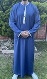 Premium Men’s Royal Blue Omani Embroidered Thobe