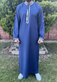 Premium Men’s Royal Blue Omani Embroidered Thobe