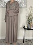 Premium Hand Embellished Stone Open Abaya