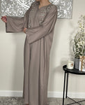 Premium Hand Embellished Stone Open Abaya