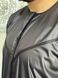 Men’s Shiny Black Omani Thobe Jubbah with Tassel