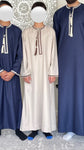 Boys Beige Omani Embroidered Thobe Jubbah