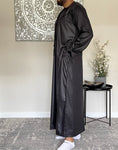 Men’s Shiny Black Omani Thobe Jubbah with Tassel