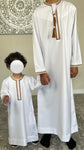 Boys White Omani Embroidered Thobe Jubbah