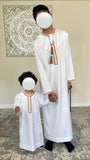 Boys White Omani Embroidered Thobe Jubbah