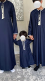 Boys Navy Blue Omani Embroidered Thobe Jubbah