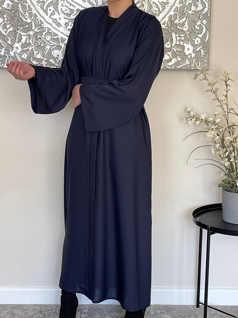 Wide Sleeve Navy Blue Open Abaya – AWRAH CLOTHING