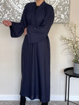 Wide Sleeve Navy Blue Open Abaya