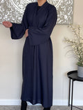 Wide Sleeve Navy Blue Open Abaya