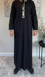 Premium Men’s Black Embroidered Omani Thobe