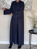 Wide Sleeve Navy Blue Open Abaya