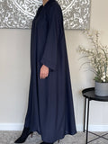 Wide Sleeve Navy Blue Open Abaya