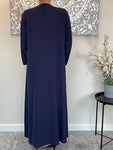 Premium 3 Piece Hand Embellished Navy Blue Open Abaya