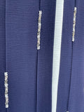 Premium 3 Piece Hand Embellished Navy Blue Open Abaya