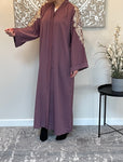 Premium Lilac Embroidered Open Abaya