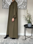 Olive Green Nida Open Abaya