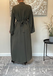 Premium Hand Embellished Khaki Open Abaya