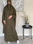 One Size 3 Piece Olive Green Jilbab