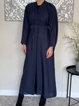 Wide Sleeve Navy Blue Open Abaya