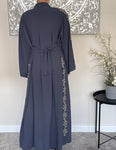 Premium Slate Grey Embroidered Open Abaya