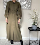 Olive Green Nida Open Abaya