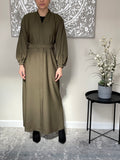 Olive Green Nida Open Abaya