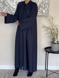 Wide Sleeve Navy Blue Open Abaya