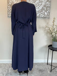 Premium 3 Piece Hand Embellished Navy Blue Open Abaya