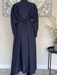 Wide Sleeve Navy Blue Open Abaya