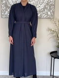 Wide Sleeve Navy Blue Open Abaya