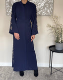 Premium Royal Blue Embroidered Open Abaya