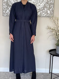 Wide Sleeve Navy Blue Open Abaya