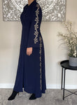 Premium Royal Blue Embroidered Open Abaya