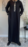 Premium Men’s Black Embroidered Omani Thobe