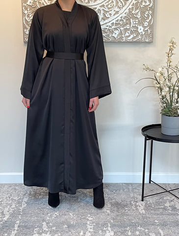 Premium Satin Black Open Abaya