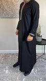 Premium Men’s Black Embroidered Omani Thobe