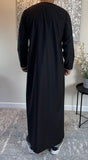 Premium Men’s Black Embroidered Omani Thobe