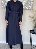 Wide Sleeve Navy Blue Open Abaya