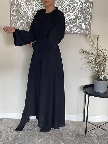 Black Wide Sleeve Open Abaya